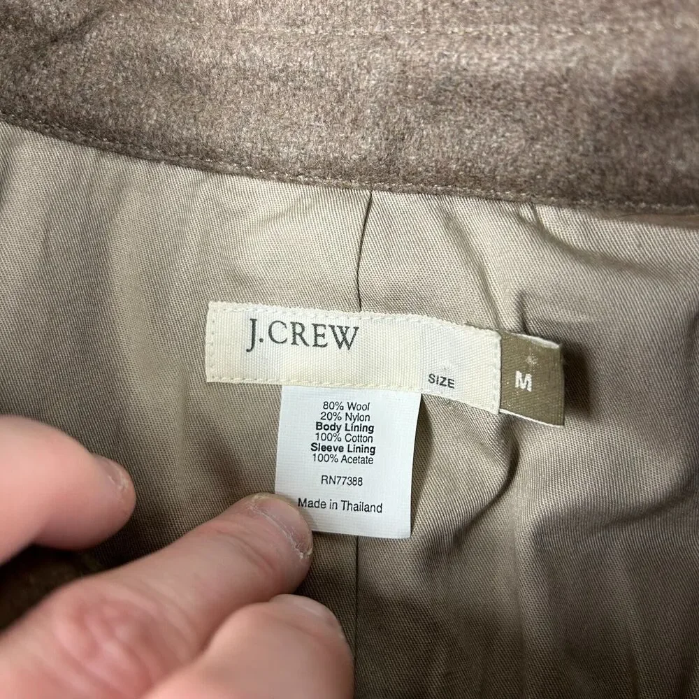 Jcrew Jacket Womens Medium Caramel Brown Full Zip Wool Blend Bomber‎ Career